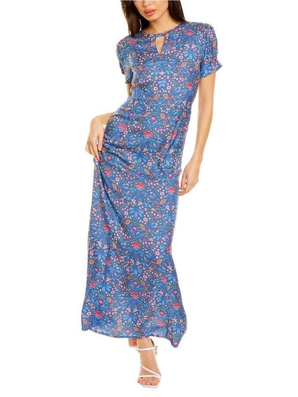 J. McLaughlin Blue Floral Keyhole Maxi Dress